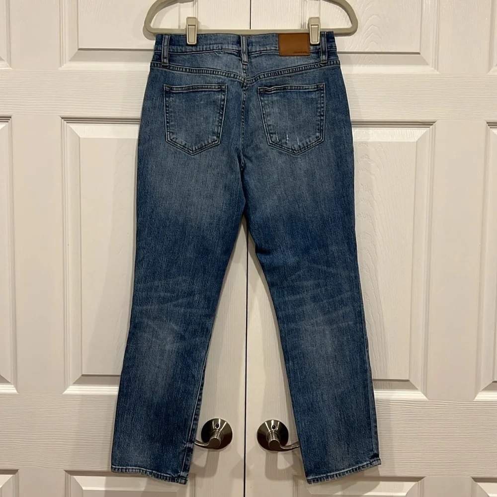 J. Crew‎ Slim Broken-in Boyfriend Patchwork Distressed Blue Denim Jeans Size 27